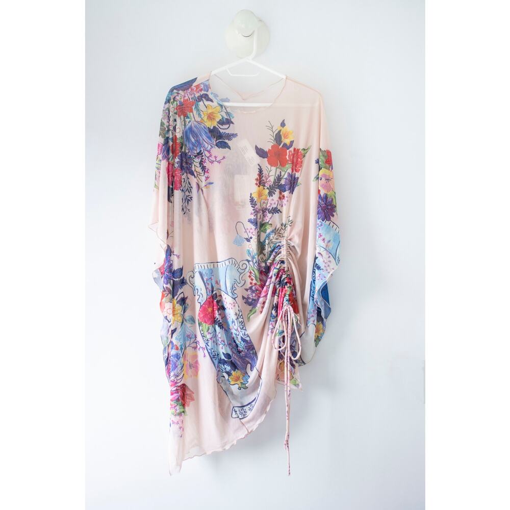 Agua Bendita Pink Floral Cover-Up with Multicolor Print - Picture 3 of 6